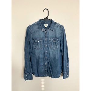J. Crew Chambray Denim Long Sleeve Button Down